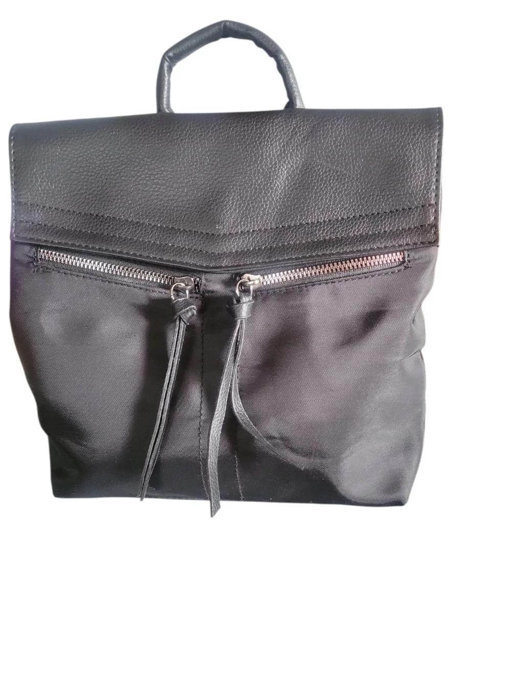 Botkier NY Black Mini Trigger Nylon and Faux Leather Top-Handle  Backpack
